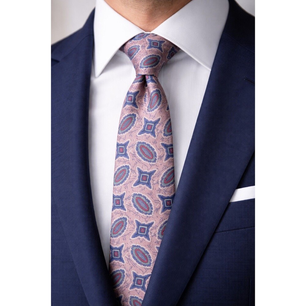 Tie 70s 80s 90s Y2K Mens Damon Silk Pink Blue Red 3.75 Wide 58 Long